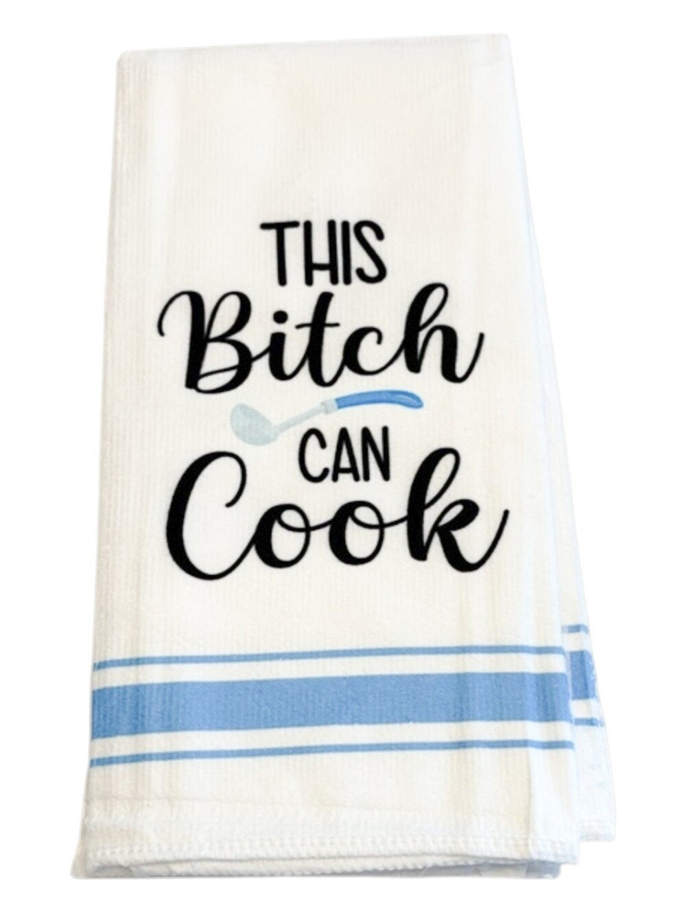 White & Blue Funny Text Flour Sack Kitchen Dish Towel Home Decor Accessories